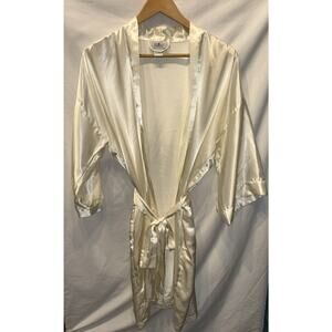 Vintage Gracie Bishop Ivory Satin Robe One Size Coquette Starlet Glamour